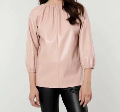 Dolce Cabo Vegan Leather Peasant Top In Blush In Gold