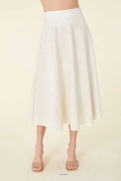 Dolce Cabo Vegan Leather Perforated Skirt In Creme In Neutral