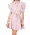 Dolce Cabo Vegan Leather Puff Sleeve Belted Skate Dress In Orchid In Pink