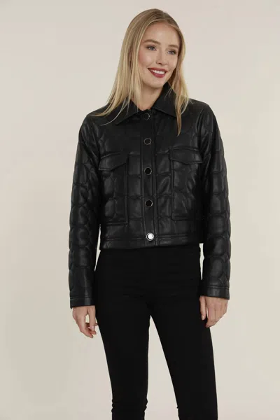 Dolce Cabo Vegan Leather Quilted Jacket In Black