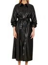 Dolce Cabo Vegan Leather Ruched Sleeve Maxi Dress In Black In Black