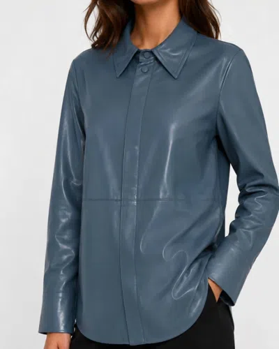 Dolce Cabo Vegan Leather Shirt In Aqua In Blue
