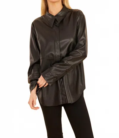 Dolce Cabo Vegan Leather Shirt In Black In Brown