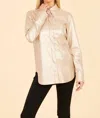 Dolce Cabo Vegan Leather Shirt In Pale Gold In Gold