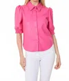 Dolce Cabo Vegan Leather Short Sleeve Top In Hot Pink In Pink
