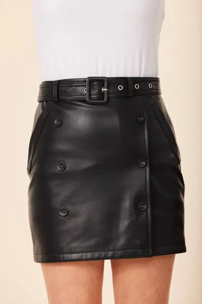 Dolce Cabo Vegan Leather Side Button Skirt In Black