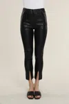 Dolce Cabo Vegan Leather Split Hem Leggings In Black In Black