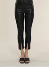 DOLCE CABO VEGAN LEATHER SPLIT HEM LEGGINGS IN BLACK