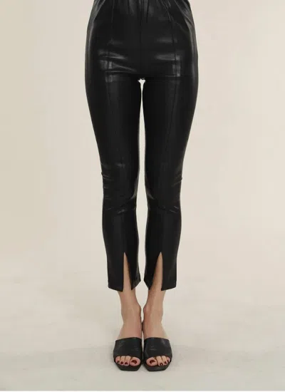 Dolce Cabo Vegan Leather Split Hem Leggings In Black