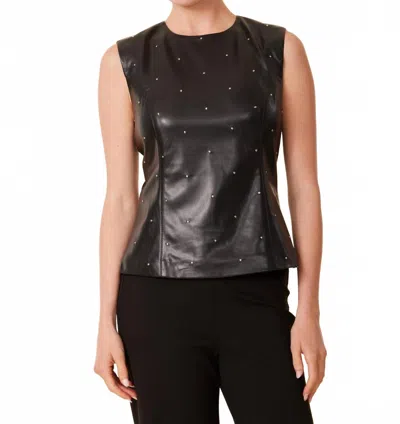 Dolce Cabo Vegan Leather Studded Top In Black