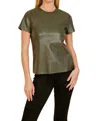 Dolce Cabo Vegan Leather Tee In Army In Green