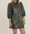 DOLCE CABO VEGAN LEATHER TUNIC DRESS IN ARMY