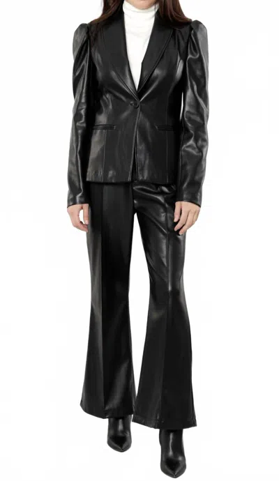 Dolce Cabo Vegan Leather Wide Crop Pants In Black In Blue