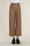 Shop Dolce Cabo Vegan Leather Wide Leg Pant In Pecan In Beige