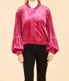 Dolce Cabo Velvet Exaggerated Sleeve Zip Jacket In Fuchsia In Pink