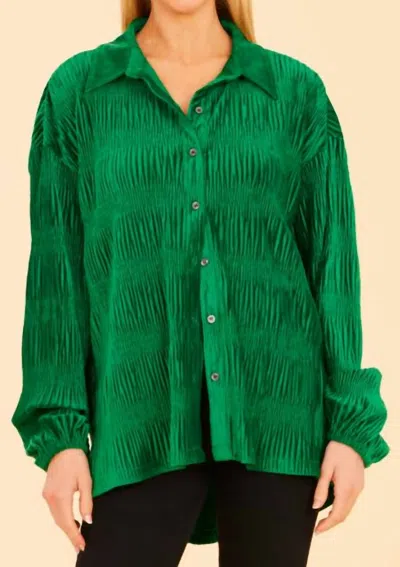 Dolce Cabo Velvet Long Sleeve Shirt In Apple In Multi