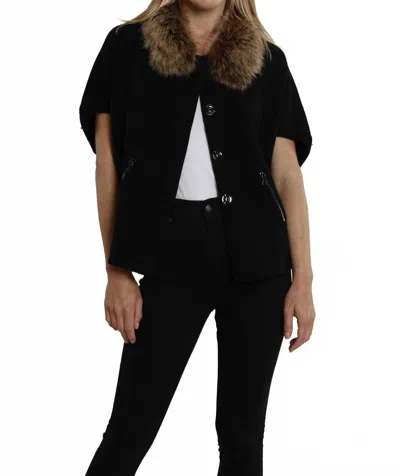 Dolce Cabo Victoria Faux Fur Cardigan In Black/chestnut