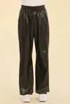 Dolce Cabo Faux Leather Wide Leg Drawstring Pants In Black In Brown