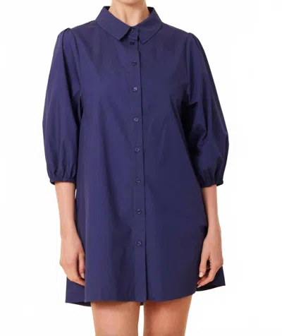 Dolce Cabo Women's Poplin Exaggerated Sleeve Dress In Navy In Blue
