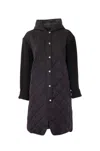 Dolce Cabo Women Quilted Long Coat Sweater In Black In Black