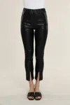 Dolce Cabo Vegan Leather Split Hem Leggings In Black