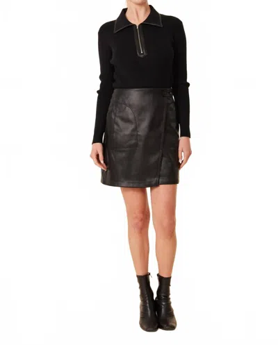 Dolce Cabo Zip Knit Vegan Leather Skirt Dress In Black