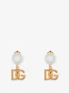 Dolce & Gabbana Brass Earrings With Logo Monogram And Pearl