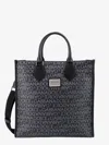 DOLCE E GABBANA COATED CANVAS AND LEATHER HANDBAG WITH ALL-OVER LOGO