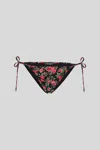 Dolce & Gabbana Bikini Slip Con Laccetti Fantasia Floreale In Nero