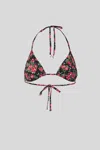 Dolce & Gabbana Bikini Top A Triangolo Fantasia Floreale In Nero