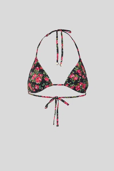 Dolce E Gabbana Dolce & Gabbana Bikini Top A Triangolo Fantasia Floreale In Nero