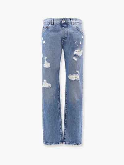 DOLCE & GABBANA DOLCE & GABBANA MEN COTTON JEANS WITH RIPPINGS DETAIL