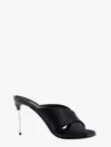 Dolce & Gabbana Solid Color Satin Sandals With Silver-tone Dg Monogram Heel