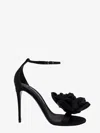 Dolce & Gabbana Satin Sandals With Floreal Application In Black