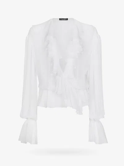 Dolce E Gabbana Silk Shirt With Rouches