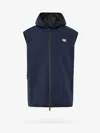 Dolce & Gabbana Sleeveless Jacket Hooded Design Grosgrain Profiles In Blue