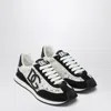 Dolce & Gabbana Women Black And White Low Top With Lace Details And Dg Patch On The Side In Fabric A In Black