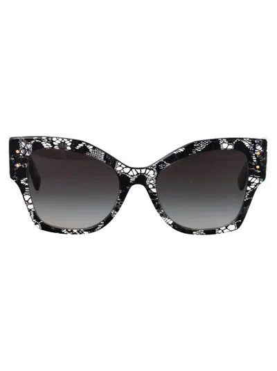 Dolce & Gabbana 0dg4478 Lace-effect Acetate Sunglasses In Black