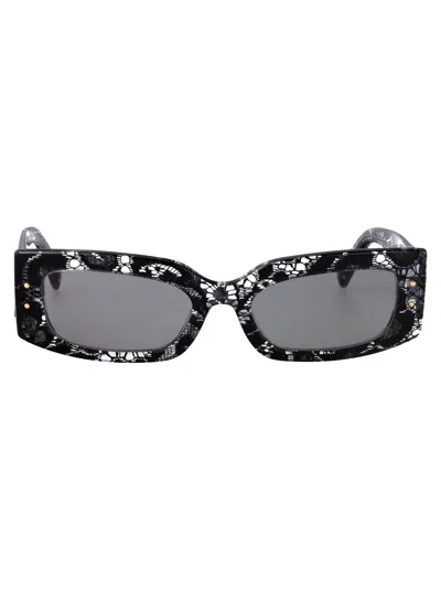 Dolce & Gabbana 0dg4479 Lace-pattern Acetate Sunglasses In Black