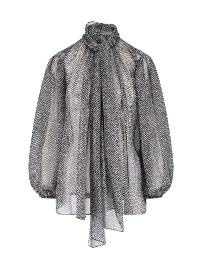 Dolce & Gabbana 100% Silk Button-front Shirt For Women In Gray