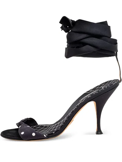 Pre-owned Dolce & Gabbana 100mm Polka-dot Knotted Sandals