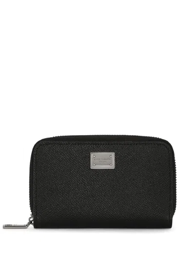 Dolce & Gabbana Logo-plaque Calf Leather Wallet In Black