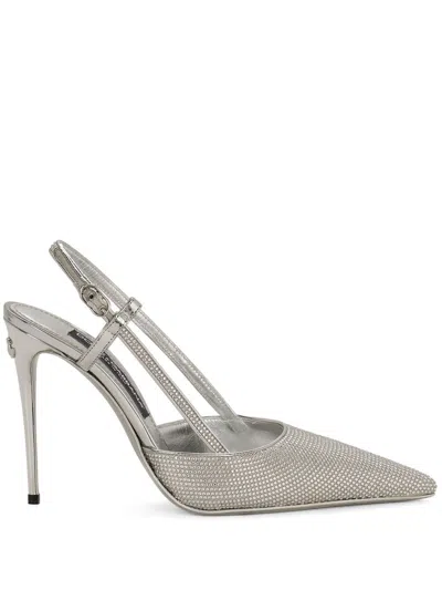 Dolce & Gabbana X Kim Lollo Embellished Leather Pumps In Silver