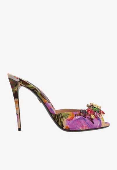 Dolce & Gabbana 105 Bloom-print Mules - Women's - Cotton/calf Leather In Multi