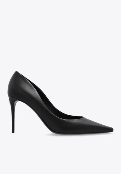 Dolce & Gabbana 105 Dg-logo Leather Pumps In Black