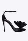 Dolce & Gabbana Satin Sandals With Floreal Application In Black