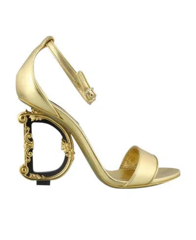 Dolce & Gabbana Keira Baroque Dg Heel Sandal In Dorado