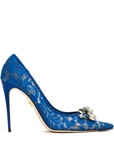 Dolce & Gabbana 105 Mm Rainbow Lace Jewel-embellished Pumps In Blue