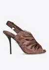 Dolce & Gabbana Satin Slingbacks With Corset-style Fastening In Chocolate