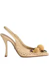 Dolce & Gabbana Rafia Crochet Slingback With Stones In Multi
